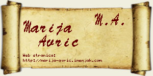 Marija Avrić vizit kartica